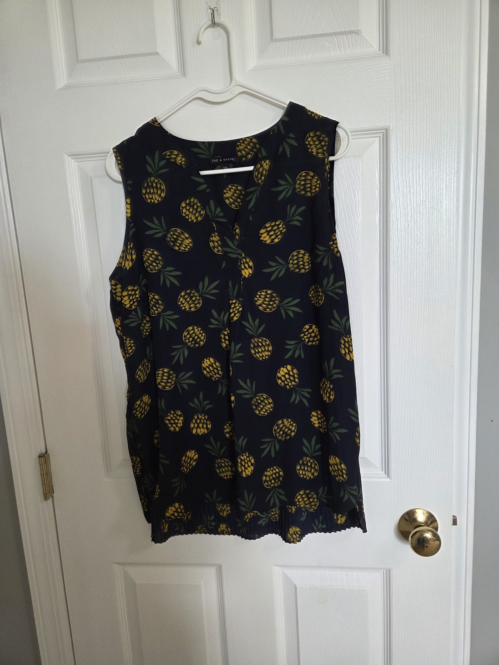 Zac & Rachel Navy Pineapple Print Sleeveless Top
